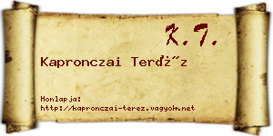 Kapronczai Teréz névjegykártya